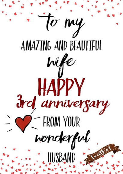 Wife Happy 3rd (leather) Anniversary created by Kerrylovescards