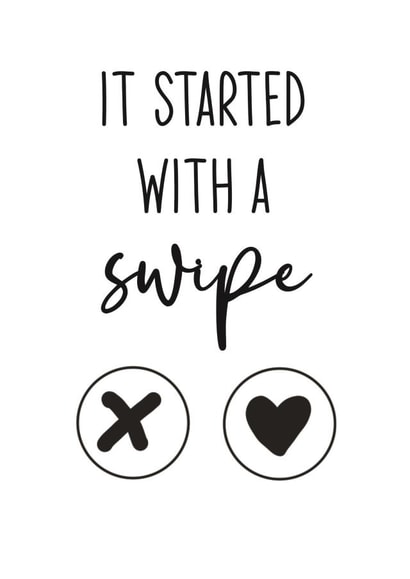 Cute Modern Dating App Anniversary Card / Valentines Day Card - It Started With A Swipe created by Totally Mailed It
