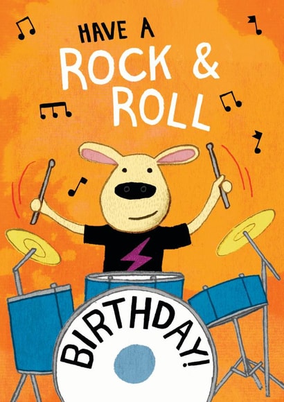 Rock and roll birthday dog created by Pencilface