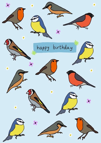UK Garden Bird Birthday Card 1000 created by Zoë Nash