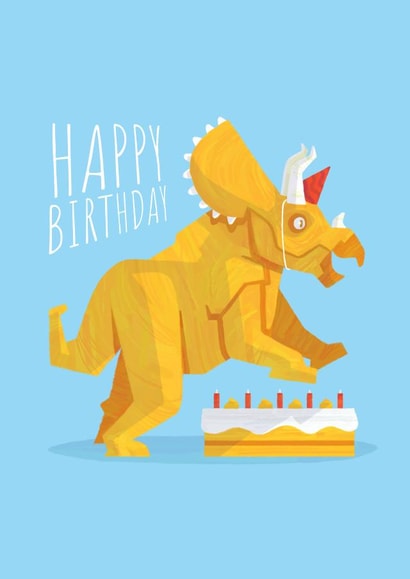 Triceratops Dinosaur Party Kids Birthday Card created by Kyle Prior