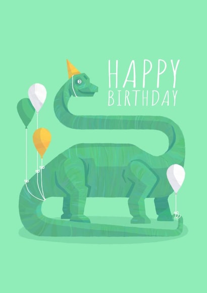 Brontosaurus Dinosaur Party Kids Birthday Card created by Kyle Prior
