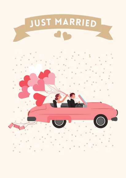 Just married - Wedding car themed card created by Custom Card Co Shop
