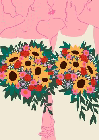 Two Brides Two Bouquets Wedding Card created by Emmy Lupin Studio 