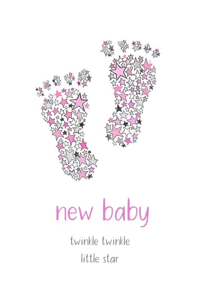 Twinkle Twinkle New Baby Girl card with Pink Stars created by Maddy Bennett