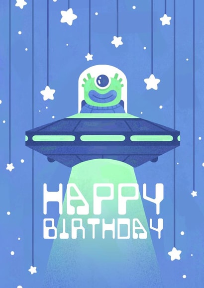Happy UFO Alien Kids Birthday Card created by Kyle Prior