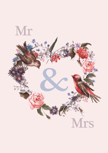 Wedding & Engagement Card - gorgeous bird illustrated card created by Little Cham Cham