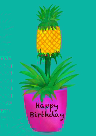 Pineapple plant happy birthday card created by Stacey Illustrates