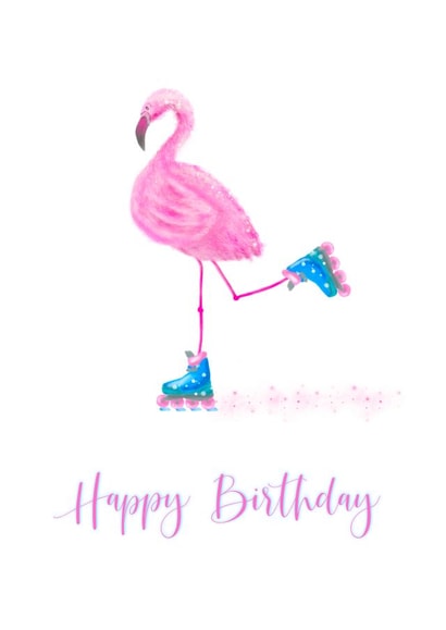 Roller Skating Flamingo Birthday Card created by Zippy Doodle Designs