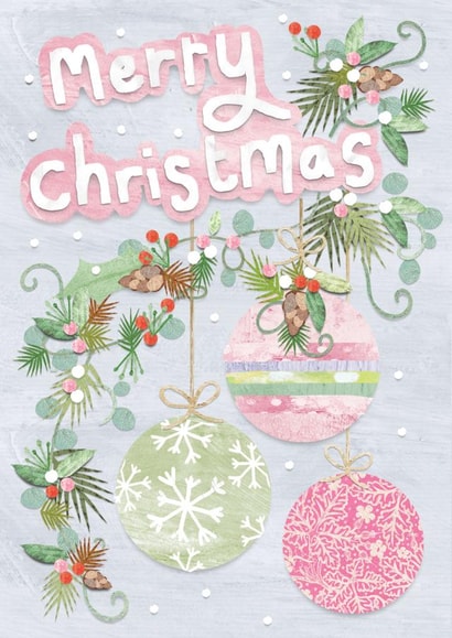 Pastels and Pinks Bauble Christmas Card created by Lucy Ledger