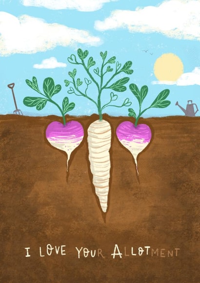 Cheeky Allotment Pun Anniversary Card / Valentines Day Card - I Love Your Allotment created by Envy Row