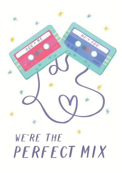 Perfect Mix Anniversary or Valentine's Day - Retro Music Cassette Tape 1990s created by Painted Parasol Studio