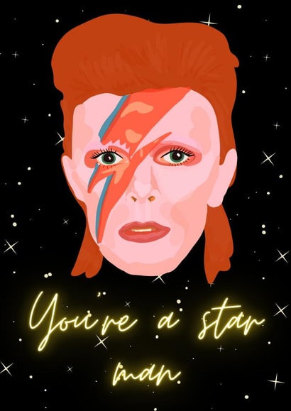 David Bowie Card Star Man created by Lucy Digital Designs