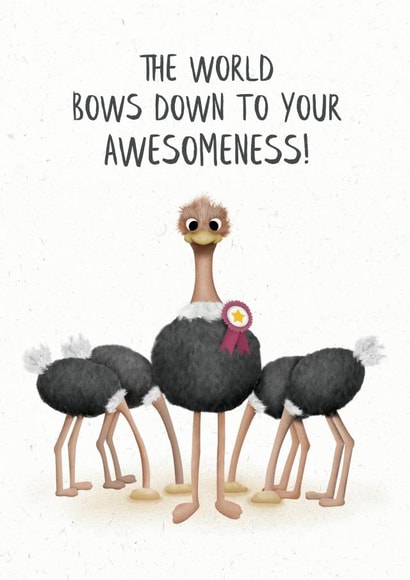 Funny ostrich congratulations card created by Lanther Black