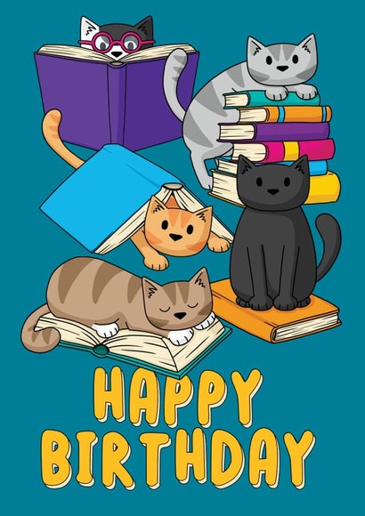 Happy Birthday Book Cats created by Doodlecats