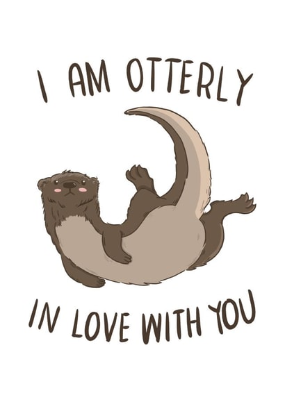Cute Otter Pun Anniversary Card / Valentines Day Card - I Am Otterly In Love With You created by SeariouslyCreative
