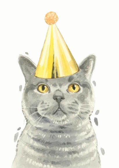 British Shorthair Cat Birthday Card created by Robert James Hull