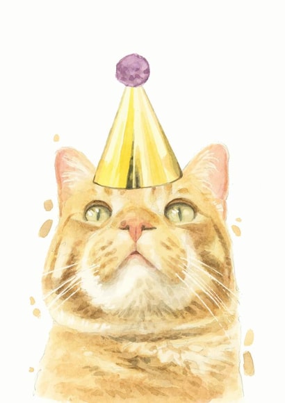 Ginger Tabby Cat Birthday Card created by Robert James Hull