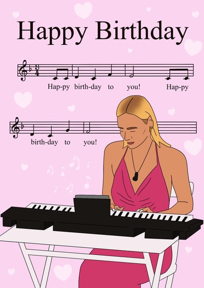 Love island Millie playing happy birthday on the keyboard created by The little northerner 