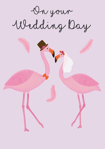 Flamingo Wedding Card - Bride and Groom created by Ostara's Attic