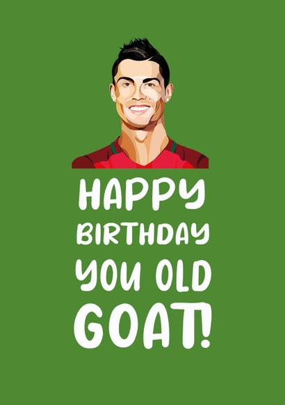 Funny Football Birthday card featuring Cristiano Ronaldo created by Kwirk Cards