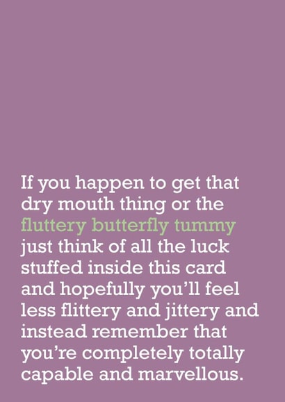 Fluttery Tummy - Good Luck Card - Test - Interview - Card for Loved Ones created by The Right Lines