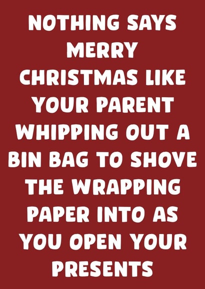 Sarcastic - Funny - Cheeky - Nothing Says Merry Christmas Like - Parents - Mum and Dad - Wrapping Paper - Merry Christmas Card created by Pink + Pip