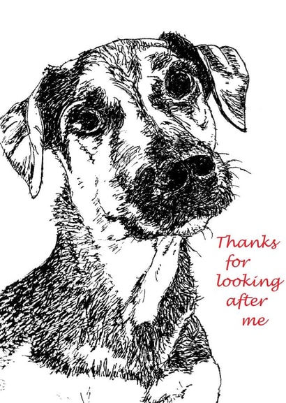 Thank you card to a dog lover created by Nicky's Art