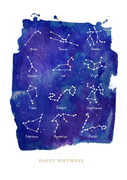 Constellation birthday card created by Katie Moody