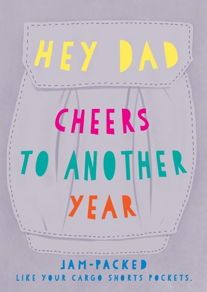 Dad's Cargo Shorts Pockets birthday card created by Deborah Chou