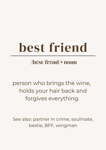 Best friend dictionary definition created by Pique Design