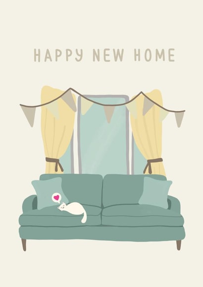 Cute Cosy Living Room New Home Card - Cat - Happy New Home created by Serendipity Inspired
