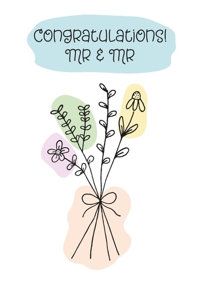 Congratulations Mr and Mr - Watercolour bouquet card created by Harriet