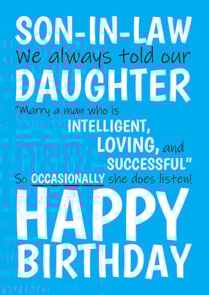 Funny Son-In-Law Birthday Card created by @Cupsie's Creations