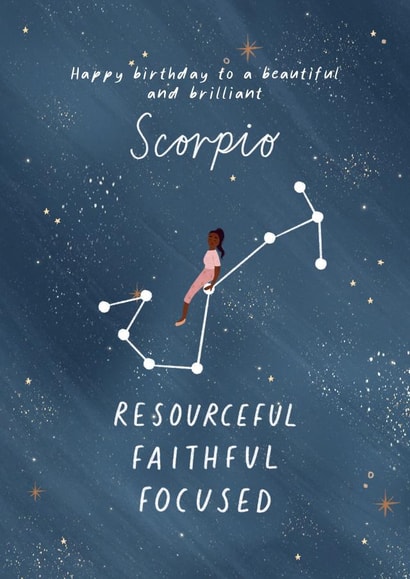 Scorpio Astrology Star Sign Happy Birthday Card created by Flourish Paperworks
