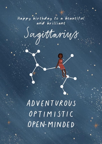 Sagittarius Astrology Star Sign Happy Birthday Card created by Flourish Paperworks