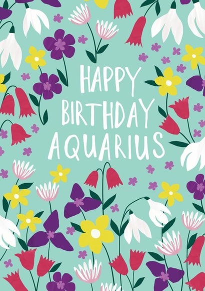 Happy Birthday Aquarius Floral Zodiac Card created by Marie Wilkinson