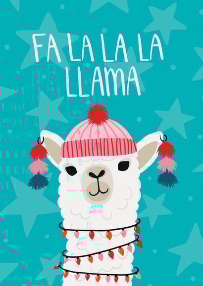 Cute Llama Christmas Card, Fa la la la llama created by Ellie Maguire