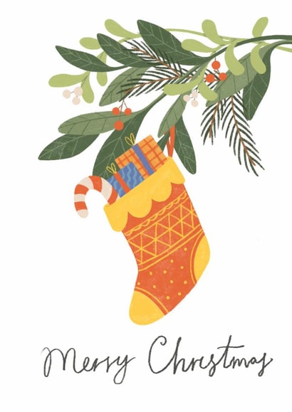 Christmas sock on the mistletoe created by Anna Netsvetaeva