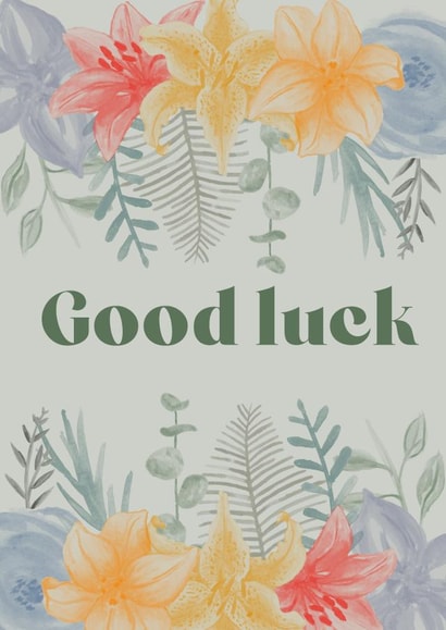 Watercolour floral good luck card created by Sasha Elle Digital Art