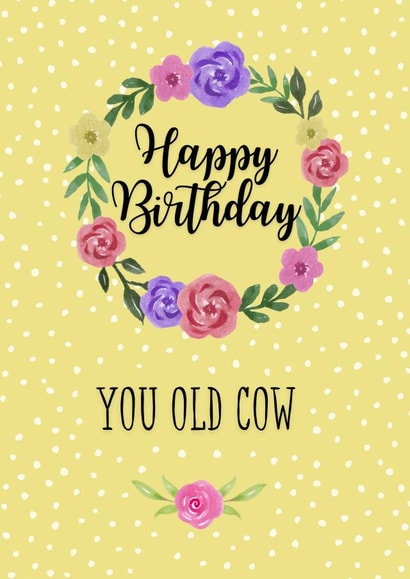 Happy Birthday You Old Cow Sarcastic Card created by Pretty Cheeky