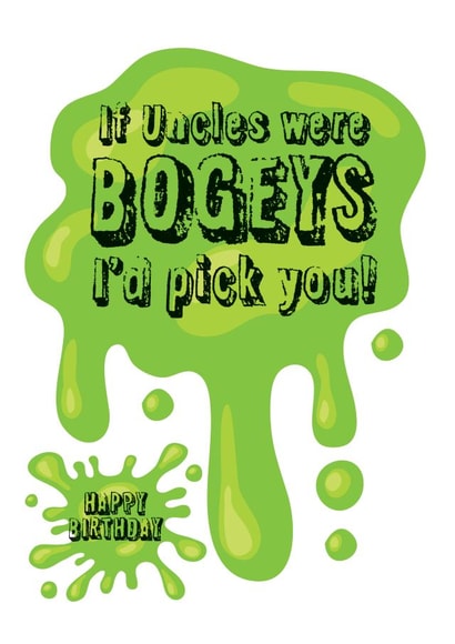 Funny Uncle bogey birthday card created by WigglyCards