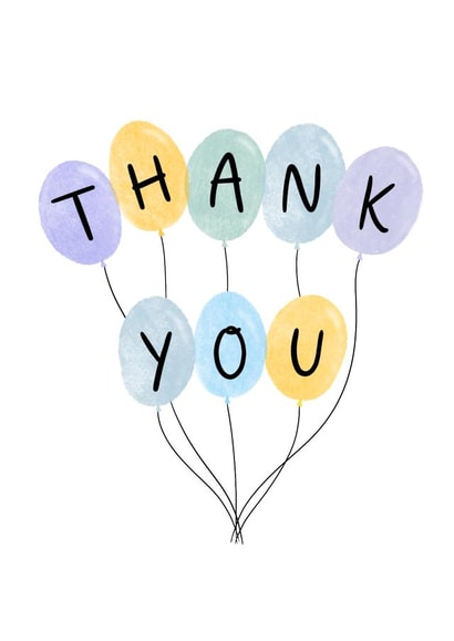 Thank You Balloons Card created by Kalm Lettering