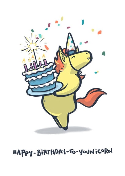 Birthday unicorn birthday card created by Toonicorns