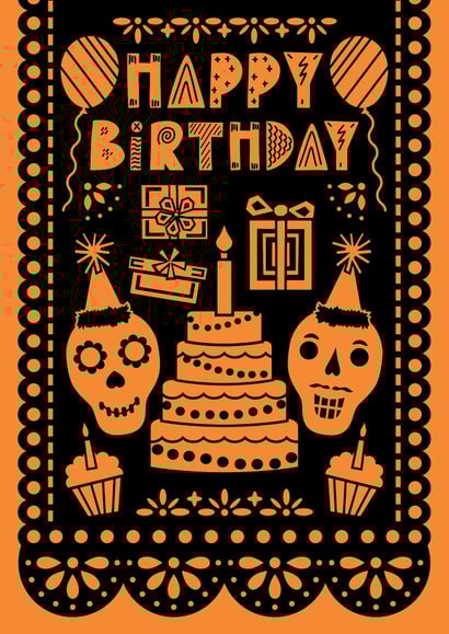 Halloween Skull Birthday Card created by @squiggleinthecity
