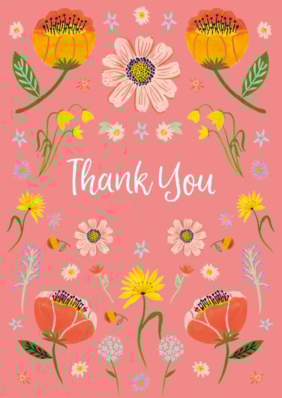 Pink Floral Thank You Card created by Erika Firm