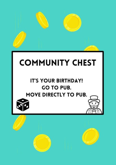 Monopoly community chest created by Custom Card Co Shop