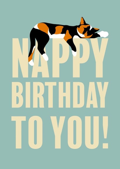 Happy Nappy Birthday Sleepy Calico Cat created by Lisa Crisafi