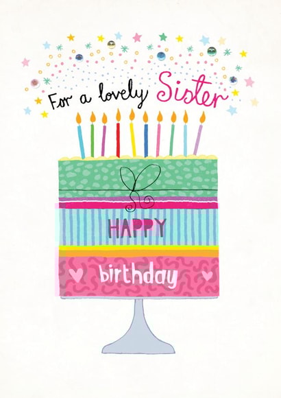 Lovely Sister birthday cake design created by Pencilface
