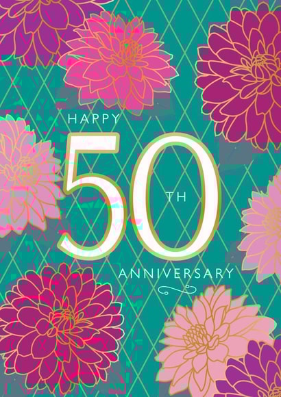 Dahlia Days 50th Anniversary card created by NEEDL designs